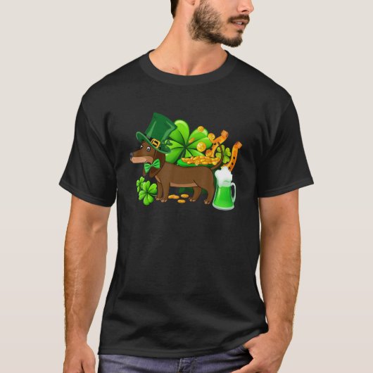 Dachshund St Patrick's Day Irish Clover Gifts Dog T-shirt (Voorkant)