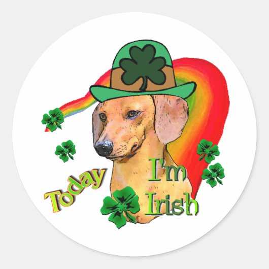 Dachshund St Patricks Ronde Sticker (Voorkant)