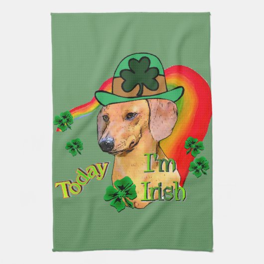 Dachshund St Patricks Theedoek (Verticaal)