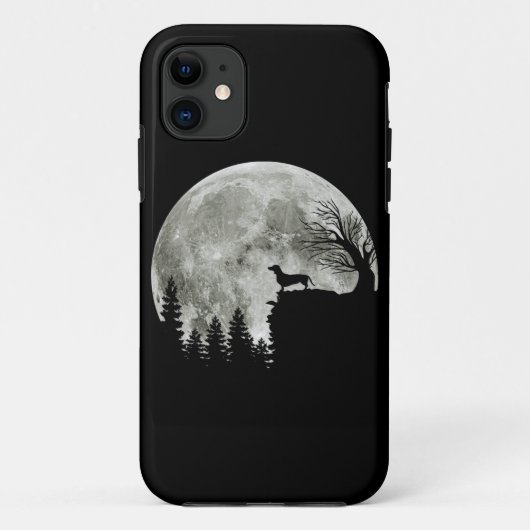 Dachshund Staand Op Berg Maneschijn Halloween Case-Mate iPhone Case (Achterkant)