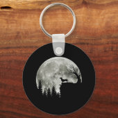 Dachshund staande op berg maanlicht Halloween Sleutelhanger (Voorkant)