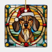 Dachshund Stained Glass Christmas Ornament (Achterkant)