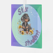 Dachshund Star Student Glas Ornament (Voorkant links)