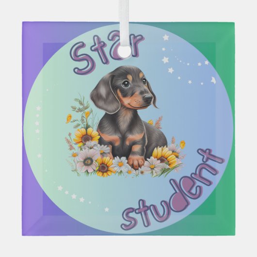 Dachshund Star Student Glas Ornament (Voorkant)