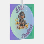 Dachshund Star Student Glas Ornament (Voorkant Rechts)