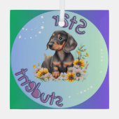 Dachshund Star Student Glas Ornament (Achterkant)