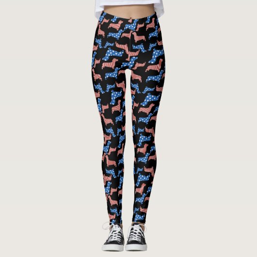 Dachshund Stars and Stripes Leggings (Voorkant)