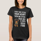 Dachshund Steal je hart steelt je bed en sofa T-shirt (Voorkant)