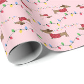 Dachshund Stealing kerstboomverlichting Gift Wrap Cadeaupapier (Rol Hoek)