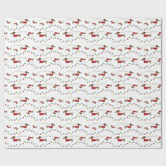 Dachshund Stealing kerstboomverlichting Gift Wrap Cadeaupapier (Vlak)