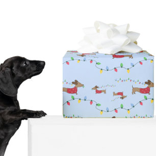 Dachshund Stealing kerstboomverlichting Gift Wrap Cadeaupapier