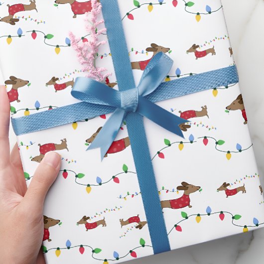 Dachshund Stealing kerstboomverlichting Gift Wrap Cadeaupapier