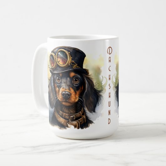 Dachshund Steampunk Hond Koffiemok (Voorkant links)