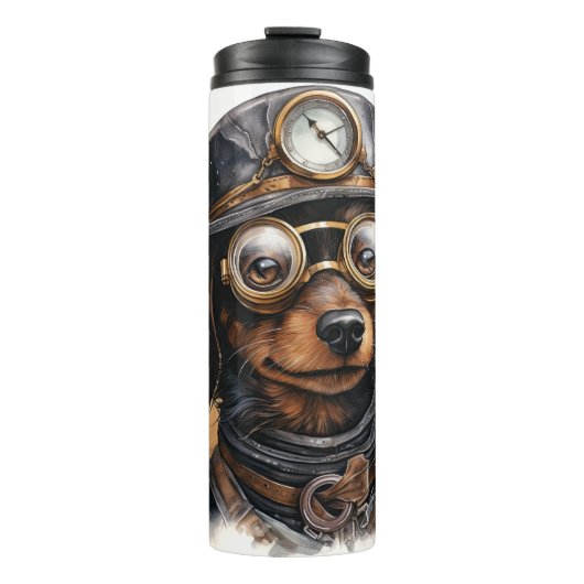 Dachshund Steampunk Hond Thermosbeker (Voorkant)