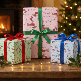 Dachshund stelen Kerstboom Lights Ondeugend Inpakpapier Vel