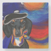 DACHSHUND STENEN ONDERZETTER (Voorkant)