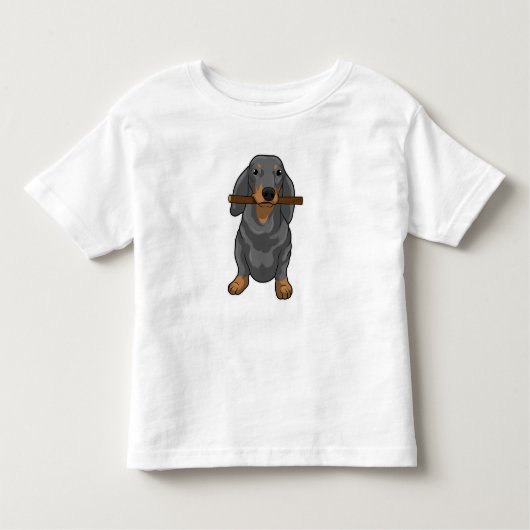 Dachshund Stick Kinder Shirts (Voorkant)