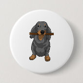 Dachshund Stick Ronde Button 7,6 Cm (Voorkant)