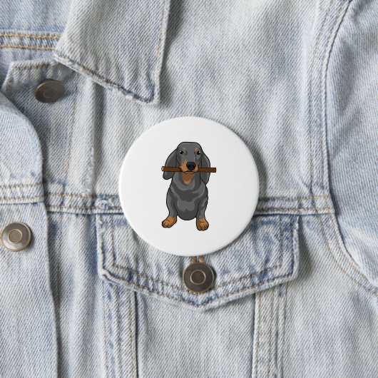 Dachshund Stick Ronde Button 7,6 Cm (In situ)