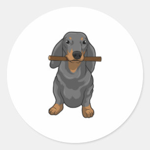 Dachshund Stick Ronde Sticker
