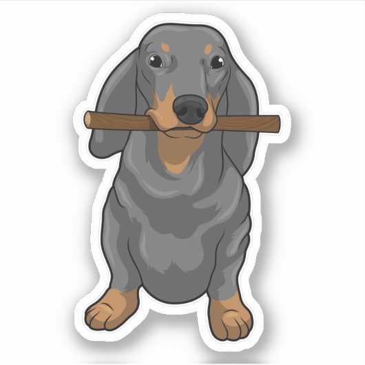 Dachshund Stick Sticker (Voorkant)