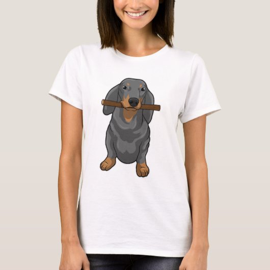 Dachshund Stick T-shirt (Voorkant)