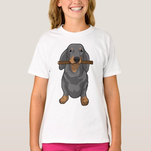 Dachshund Stick T-shirt (Voorkant)