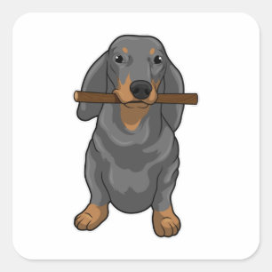 Dachshund Stick Vierkante Sticker
