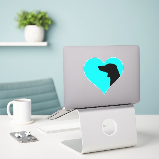 Dachshund Sticker (Laptop op bureau)