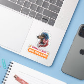Dachshund Sticker (Laptop met iPhone)