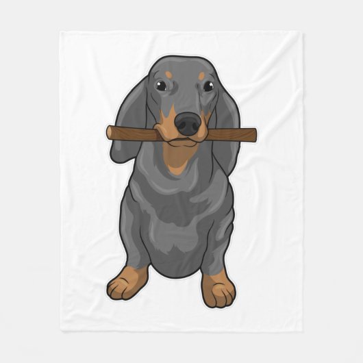 Dachshund Stokje Fleece Deken (Voorkant)