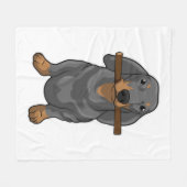 Dachshund Stokje Fleece Deken (Voorkant (Horizontaal))