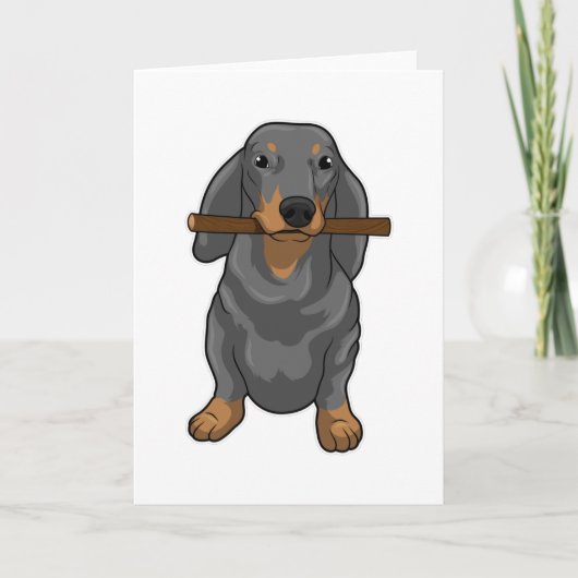 Dachshund Stokje Kaart (Voorkant)