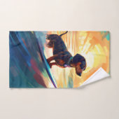 Dachshund strand surfen schilderij bad handdoek (Handdoek)