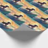 Dachshund strand surfen schilderij cadeaupapier (Hoek)