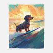 Dachshund strand surfen schilderij fleece deken (Voorkant)