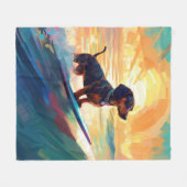 Dachshund strand surfen schilderij fleece deken (Voorkant (Horizontaal))
