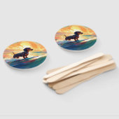 Dachshund strand surfen schilderij handwaaier (Niet-gemonteerd)