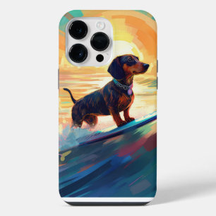 Dachshund strand surfen schilderij iPhone 14 pro max hoesje