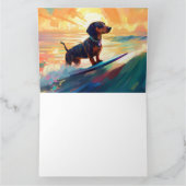 Dachshund strand surfen schilderij kaart (Binnen)