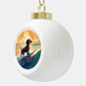 Dachshund strand surfen schilderij keramische bal ornament (Rechts)