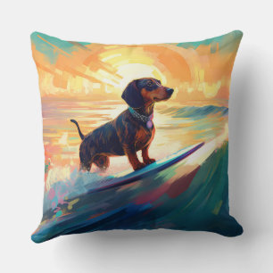 Dachshund strand surfen schilderij kussen