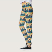 Dachshund strand surfen schilderij leggings (Links)