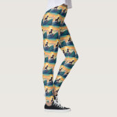 Dachshund strand surfen schilderij leggings (Rechts)