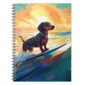 Dachshund strand surfen schilderij notitieboek (Voorkant)