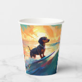Dachshund strand surfen schilderij papieren bekers (Achterkant)