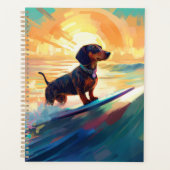 Dachshund strand surfen schilderij planner (Voorkant)