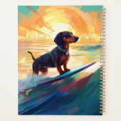 Dachshund strand surfen schilderij planner (Achterkant)