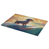 Dachshund strand surfen schilderij snijplank (Hoek)