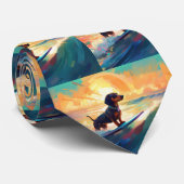 Dachshund strand surfen schilderij stropdas (Opgerold)